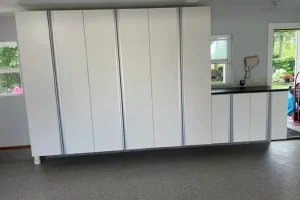 Slide-lok white cabinet installation with doors closed